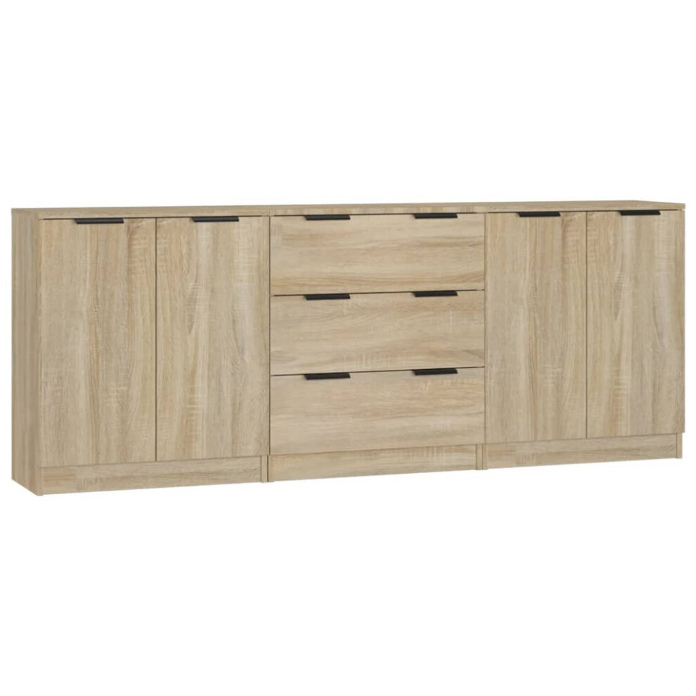 Vidaxl (Sonoma Oak) Sideboards 3 Piece Storage Rack Organiser Highboard Engineered Wood Brown