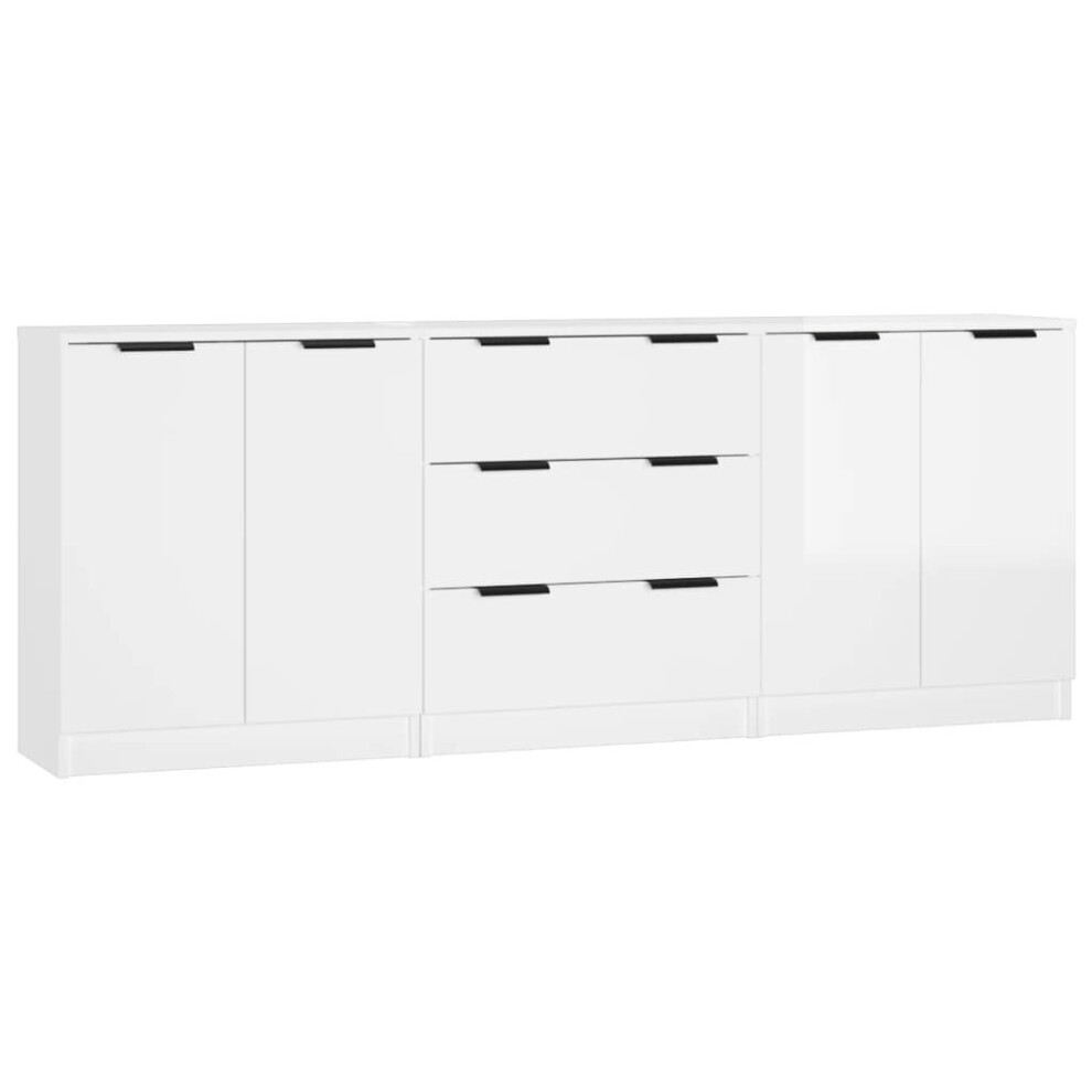 (high gloss white) vidaXL Sideboards 3 Piece Engineered Wood Storage Rack Organiser Multi Colours