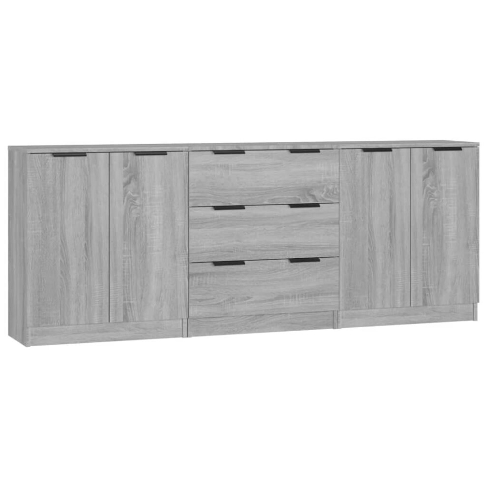 Vidaxl ( Sonama) Sideboards 3 Piece Storage Rack Organiser Highboard Engineered Wood Grey