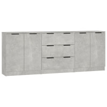 (concrete grey) vidaXL Sideboards 3 Piece Storage Rack Organiser Highboard Engineered Wood