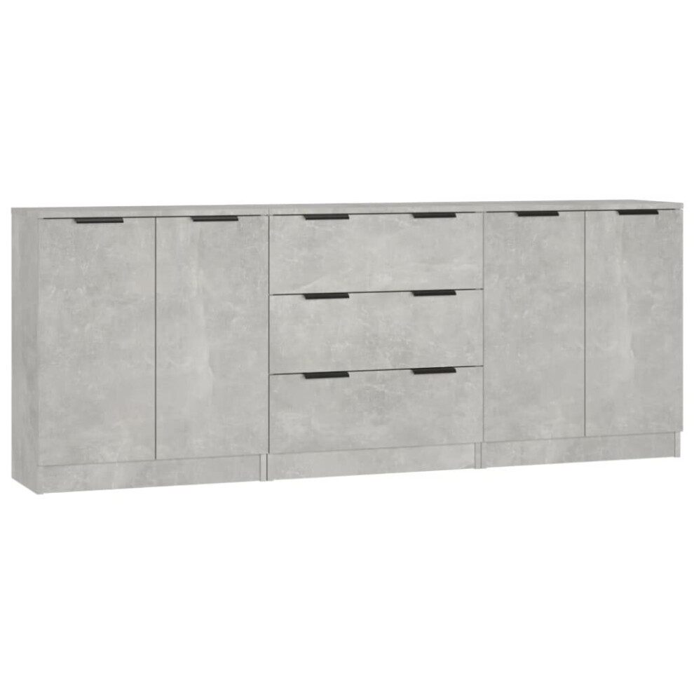 Vidaxl (Concrete ) Sideboards 3 Piece Storage Rack Organiser Highboard Engineered Wood Grey