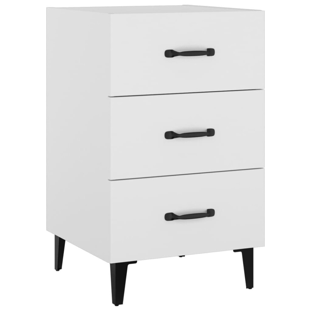 Vidaxl (White) Bedside Cabinet Engineered Wood Nightstand Side Table Multi Colours