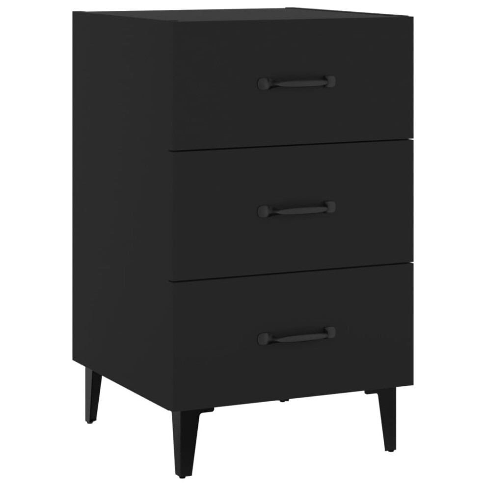 (black) vidaXL Bedside Cabinet Engineered Wood Nightstand Side Table Multi Colours