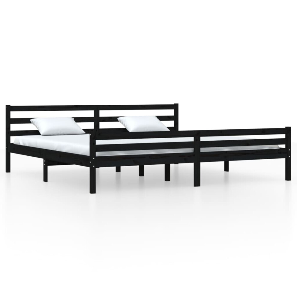 Vidaxl (Black, 200 X 200 Cm) Solid Wood Bed Frame Bedroom Bedstead Bed Base Multi Colours/Sizes