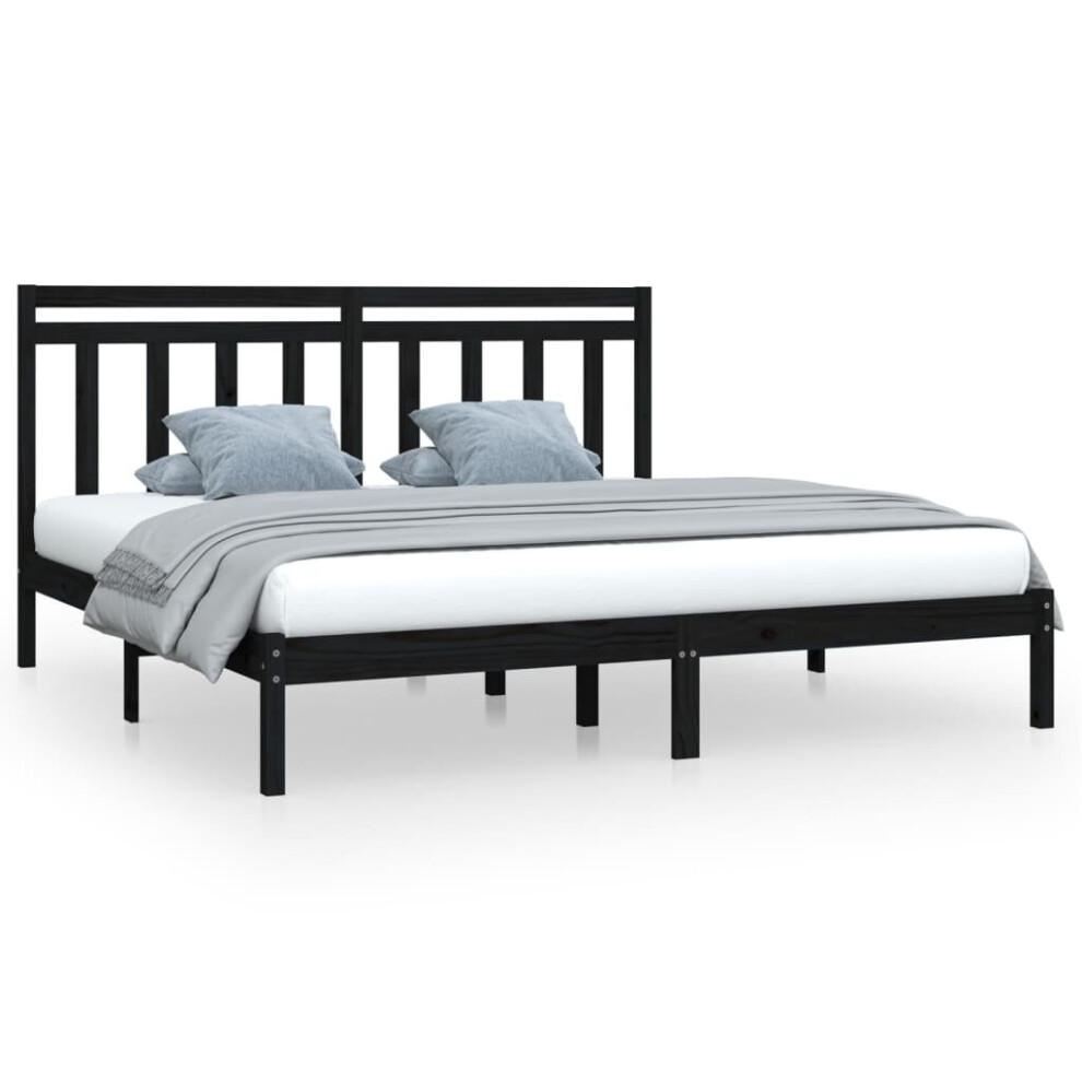 Vidaxl (Black, 200 X 200 Cm) Solid Wood Bed Frame Bedroom Bedstead Bed Base Multi Colours/Sizes