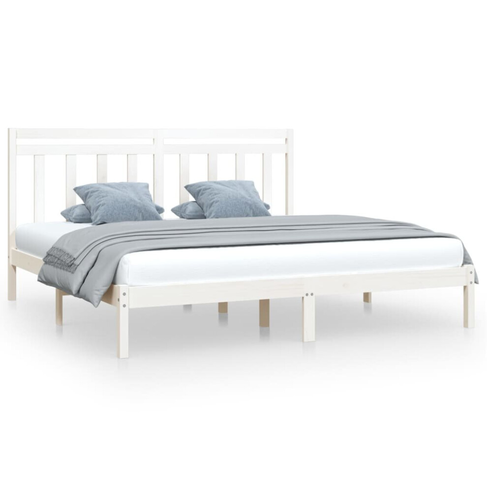Vidaxl White (, 200 X 200 Cm) Solid Wood Bed Frame Bedroom Bedstead Bed Base Multi Colours/Sizes