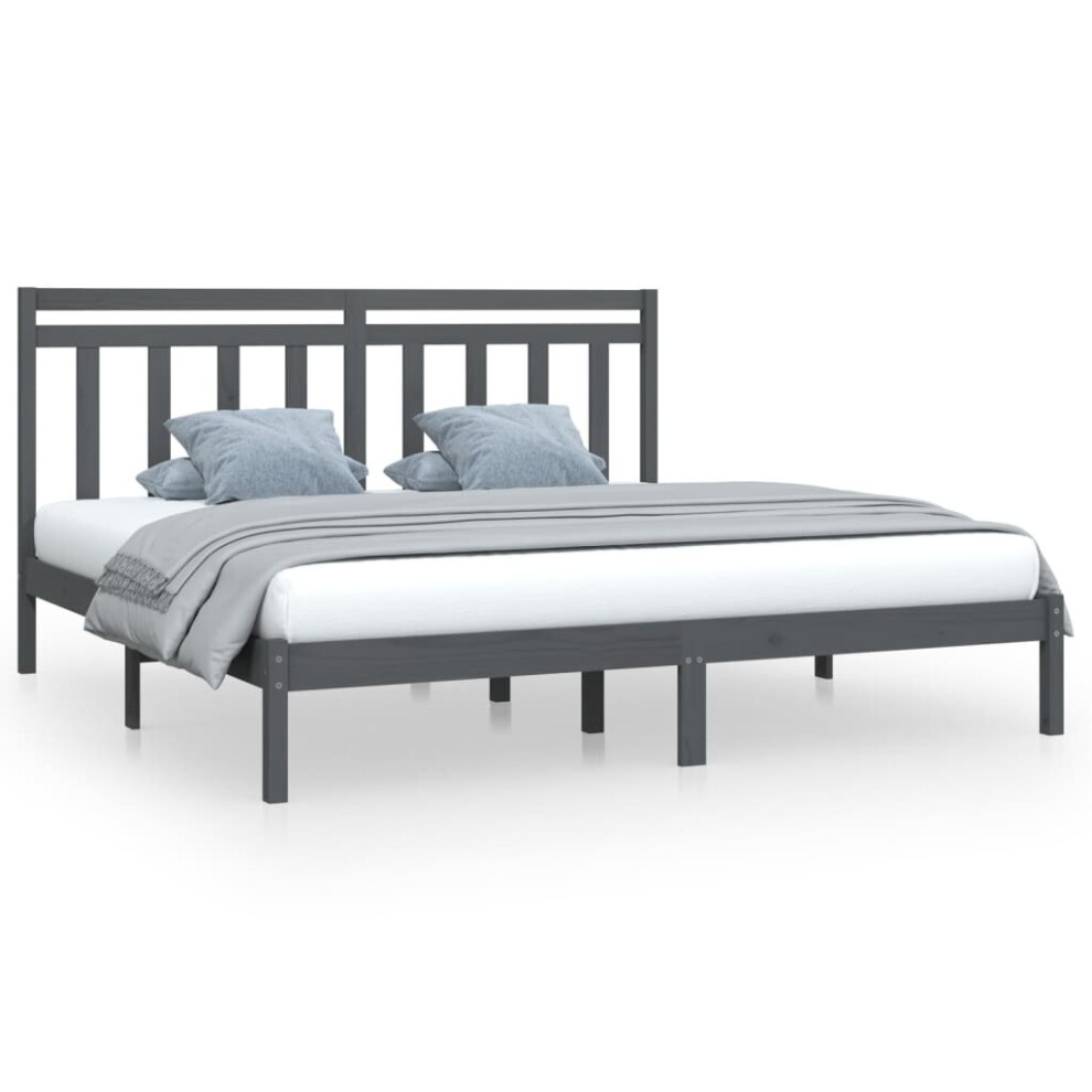 Vidaxl (Grey, 200 X 200 Cm) Solid Wood Bed Frame Bedroom Bedstead Bed Base Multi Colours/Sizes