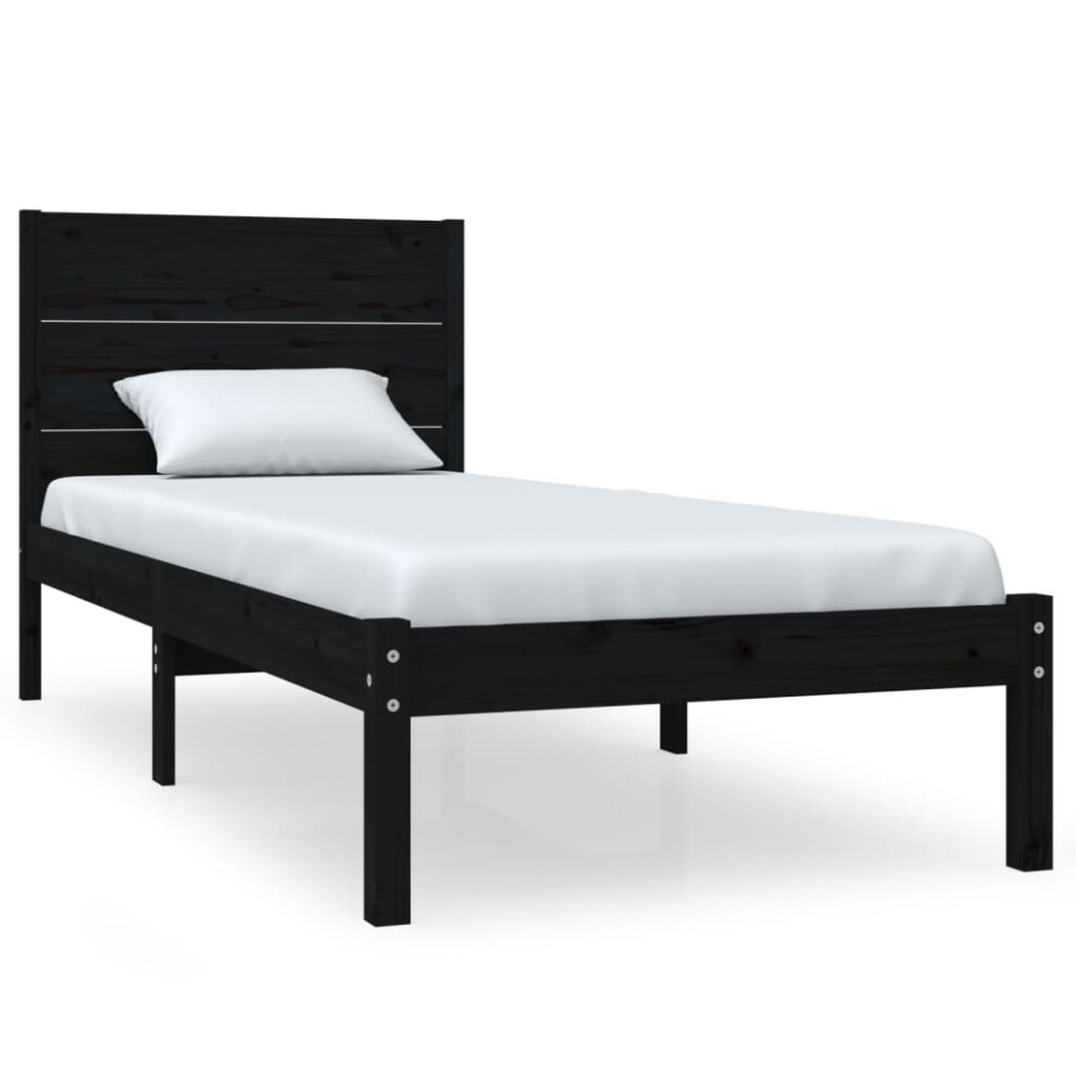 (black, 75 x 190 cm) vidaXL Solid Wood Pine Bed Frame Wooden Bedstead Bed Base Multi Colours/Sizes