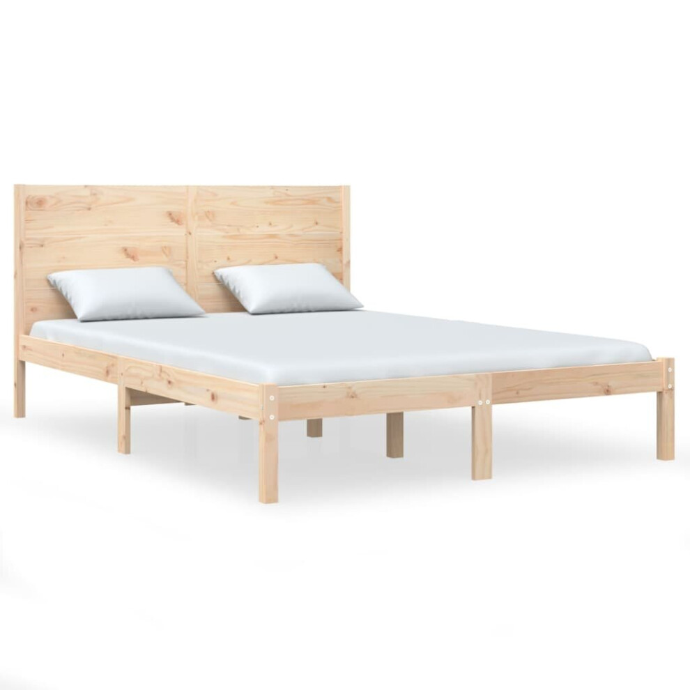 Vidaxl (Brown, 135 X 190 Cm) Bed Frame Bed Base Bedstead Bedroom Mattress Foundation Solid Wood Pine