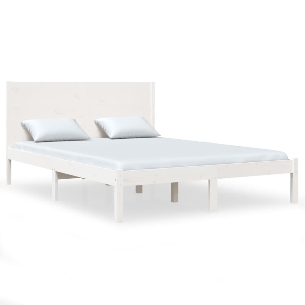 (white, 135 x 190 cm) vidaXL Bed Frame Bed Base Bedstead Bedroom Mattress Foundation Solid Wood Pine