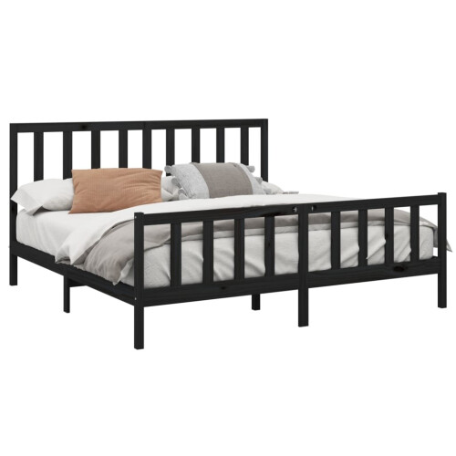 VidaXL (black, 200 x 200 cm) vidaXL Solid Wood Pine Bed Frame Wooden Bedstead Bed Base Multi Colours/Sizes 2