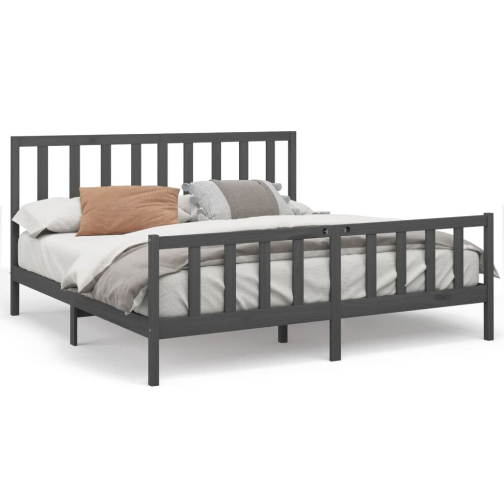 (grey, 200 x 200 cm) vidaXL Solid Wood Pine Bed Frame Wooden Bedstead Bed Base Multi Colours/Sizes