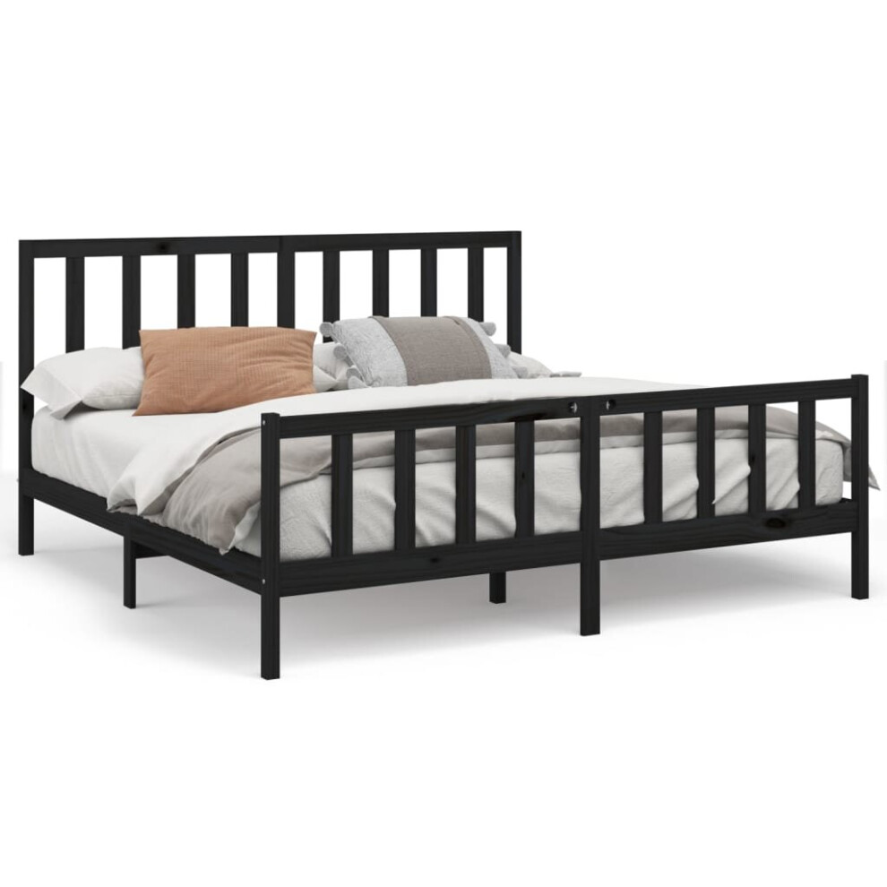 Vidaxl (Black, 200 X 200 Cm) Solid Wood Pine Bed Frame Wooden Bedstead Bed Base Multi Colours/Sizes