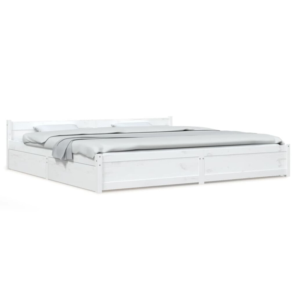 Vidaxl (White, 180 X 200 Cm) Bed Frame With Drawers Bedroom Bedstead Bed Base Multi Colours/Sizes
