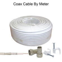 (White, 10 Meters) RG6 Coax by Meter Cable Black White Brown Freesat Satellite Sky Virgin TV Aerial