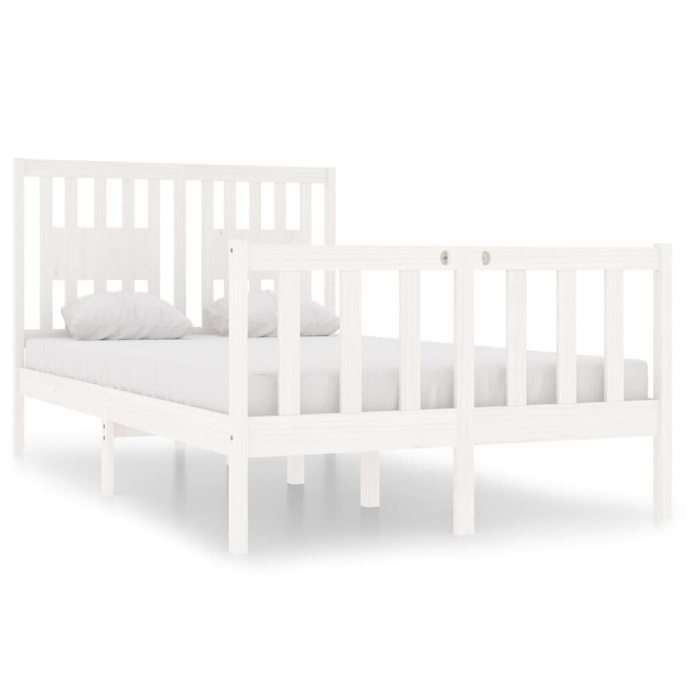 (white, 120 x 190 cm) vidaXL Bed Frame with Headboard Solid Wood Pine Bed Base Mattress Foundation