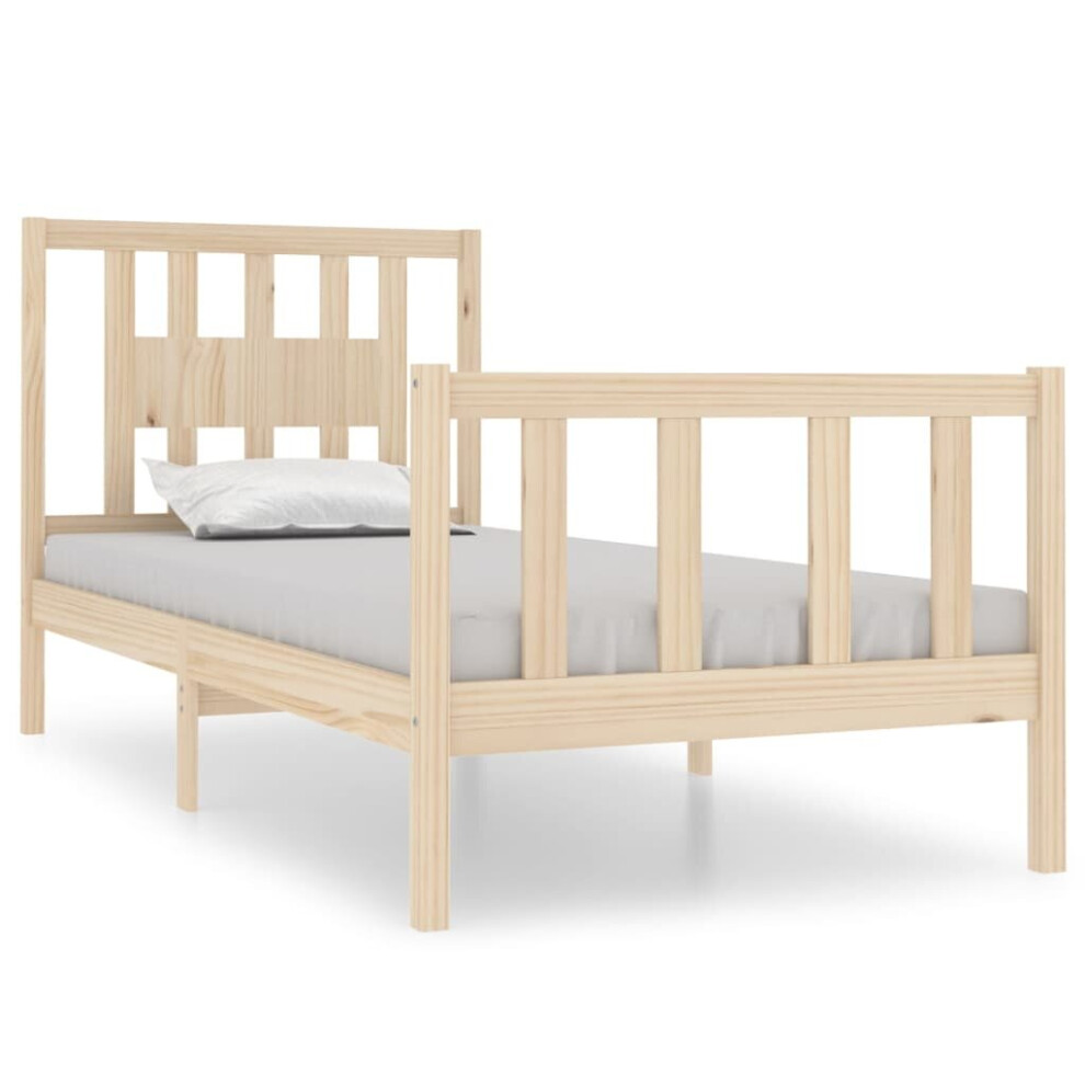 Vidaxl (, 90 X 190 Cm) Bed Frame With Headboard Solid Wood Pine Bed Base Mattress Foundation Brown