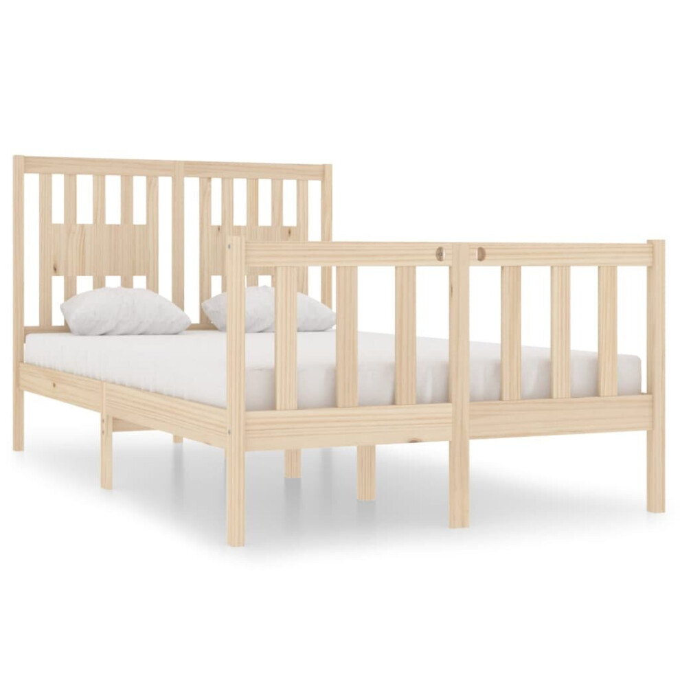 Vidaxl (, 120 X 190 Cm) Bed Frame With Headboard Solid Wood Pine Bed Base Mattress Foundation Brown