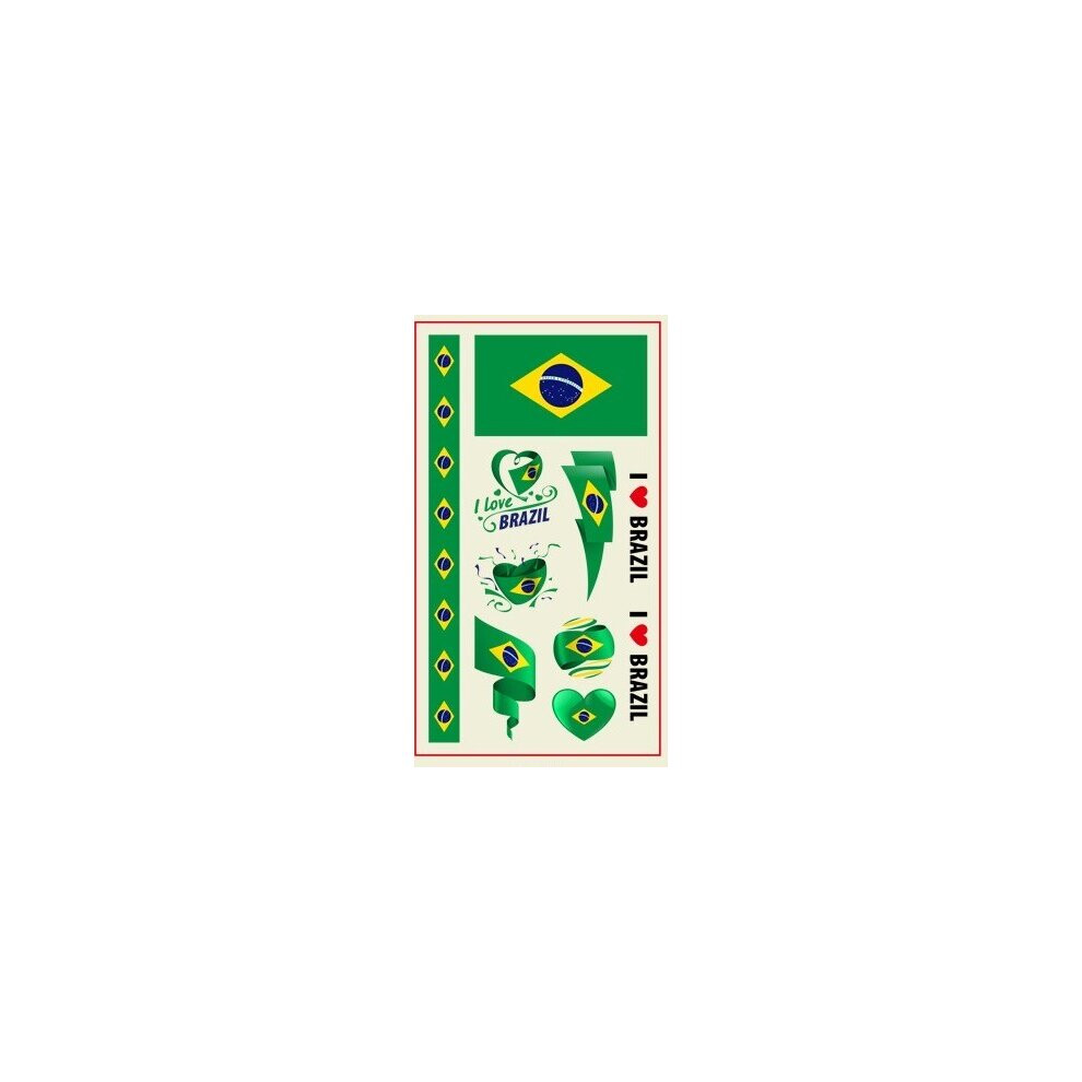 (Brazil) World Cup Temporary Tattoo's - 32 Countries - 2 Pack