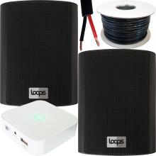 80W Mini WiFi Stereo Amplifier & 2x 70W 4" Black Outdoor Wall Speaker System