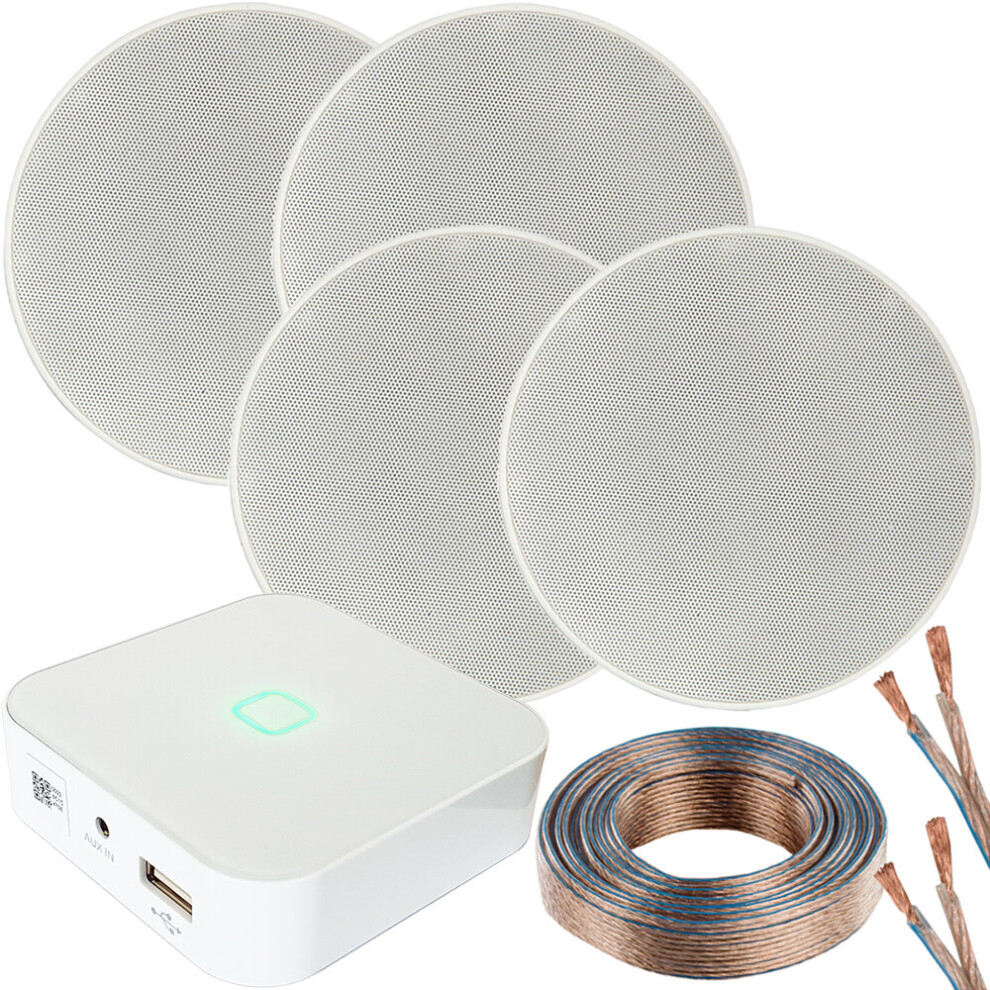 Loops 80W Mini Wifi Stereo Amplifier & 4X 70W 5.25 Inch Slim Ceiling Speaker System