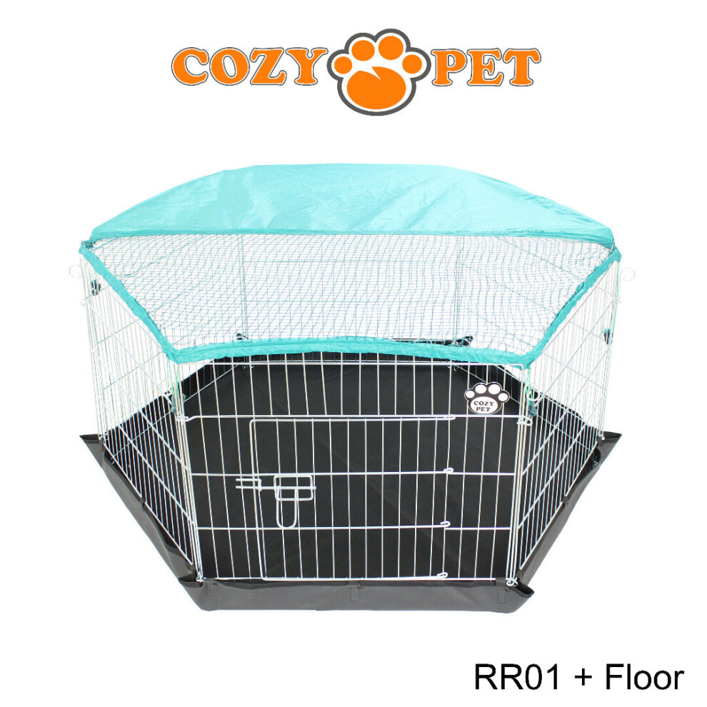 Cozy Pet Rabbit Run + Floor Galvanised Outdoor Use Guinea Pig Playpen Rr01