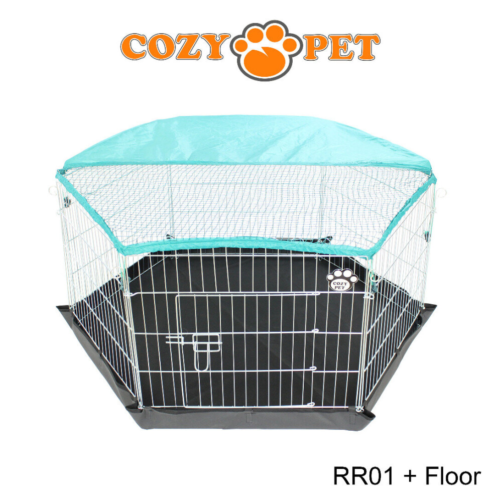 Rabbit Run + Floor Cozy Pet Galvanised Outdoor Use Guinea Pig Playpen RR01