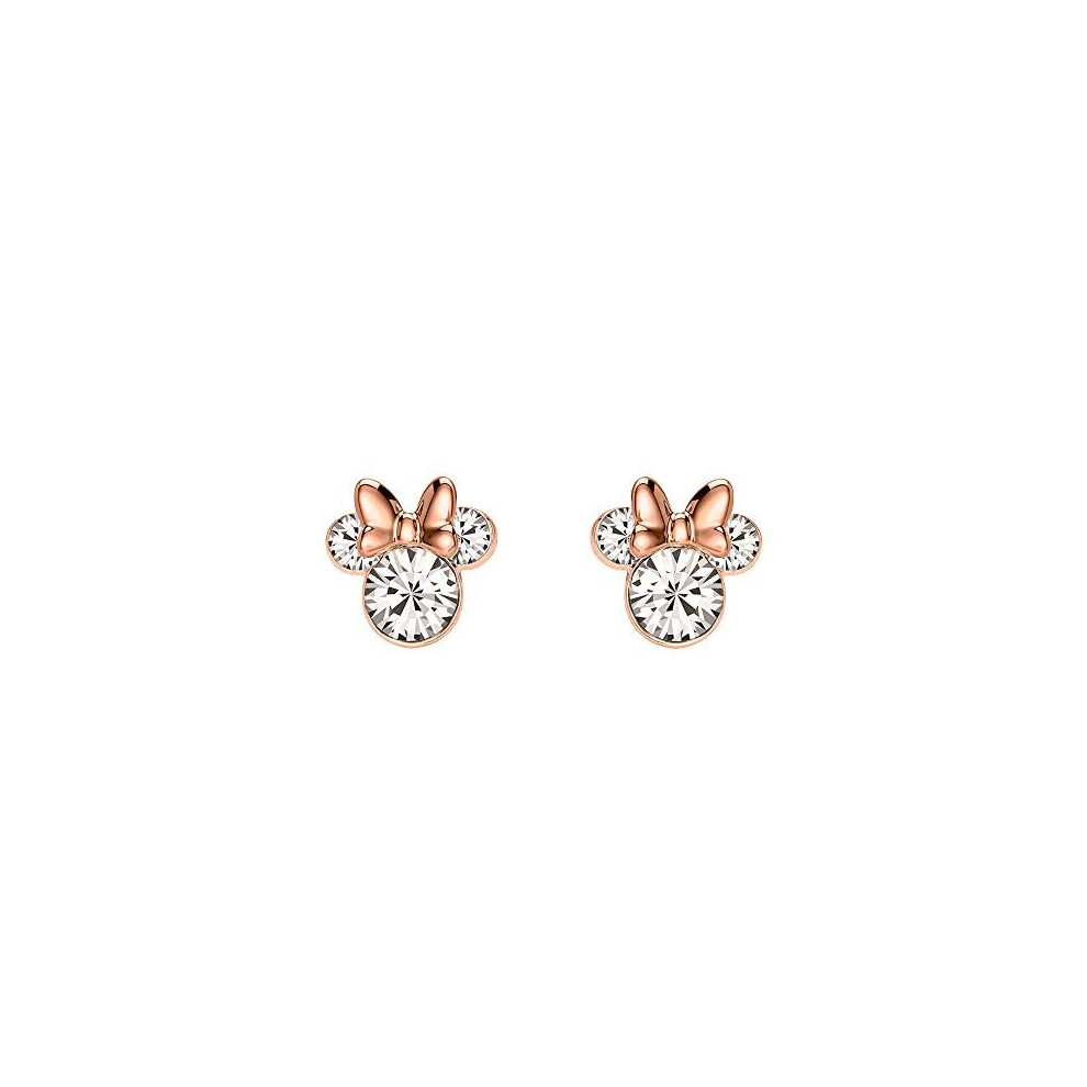 Minnie Mouse Stone Set Silver and Rose Gold Earrings EF00469PAPRL.PH, one size