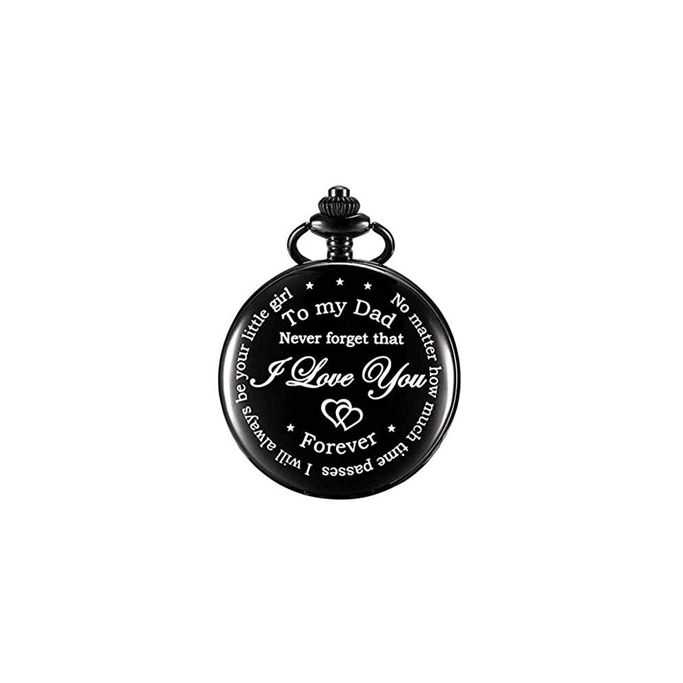 Dad Pocket Watch from Daughter,Dad Pocket Watch with Chain Vintage Quartz Fob Watches Best Gift for Father's Day Present,I Will Always be Your Little