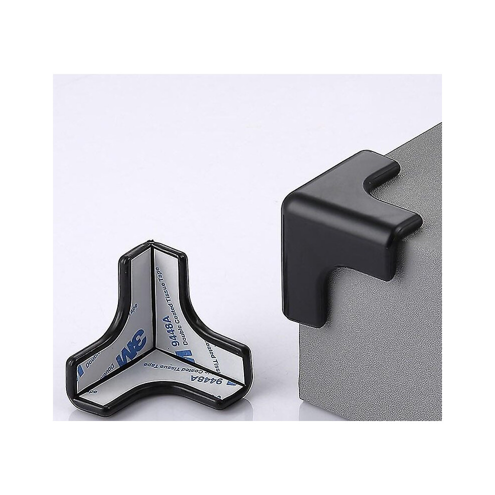 (Black) 12 Pack Baby Proof Corners Transparent Anti-collision Angle Table Desk Protector