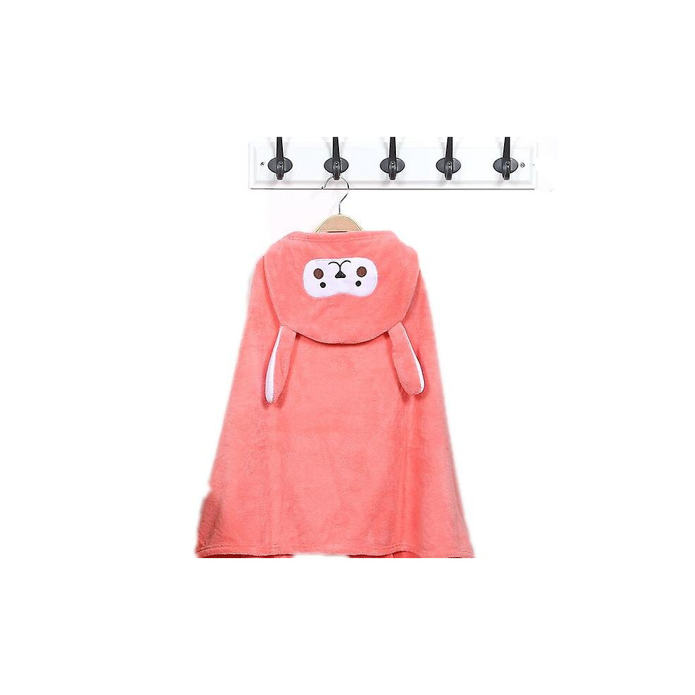 (Pink) Baby Hooded Bathrobe Coral Velvet Cartoon Baby Bath Towel Blanket Shower Wrap Pink,Orange