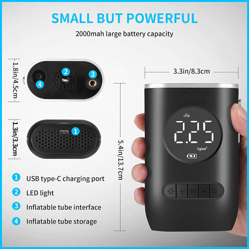 Electric Air Compressor Inflator Tire Pump Bicycle Bike Rechargeable 1