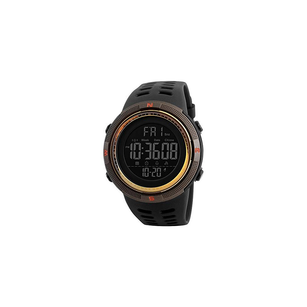 Men's Digital Sports Watch Waterproof Military Stopwatch Countdown Auto Date Alarm, All Black, L, Fashion-image-OPC-P9RSFZH-NEW
