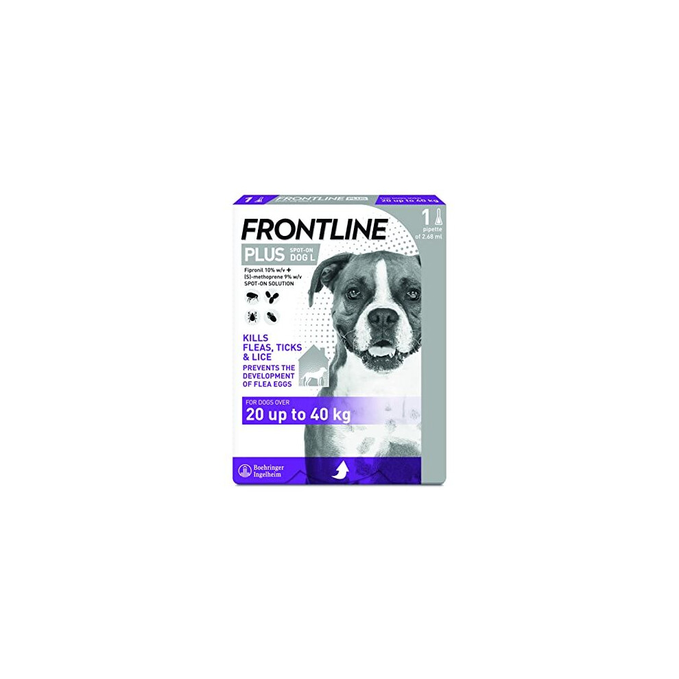 Frontline Plus For Dogs 20 to 40kg - 1 Pipette, Flea And Tick Treatment For Dogs, Frontline Flea Treatment For Dogs, Frontline Spot On For Dogs,