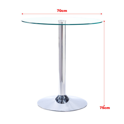 Living And Home Small Round Clear Glass Top Dining Table with Pedestal Base 2