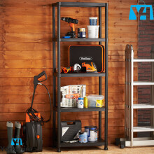 (5 Tier Black Plastic Shelf) HEAVY DUTY METAL/PLASTIC SHELVES SHELVING UNIT RACKING BOLTLESS STORAGE SHELF UK