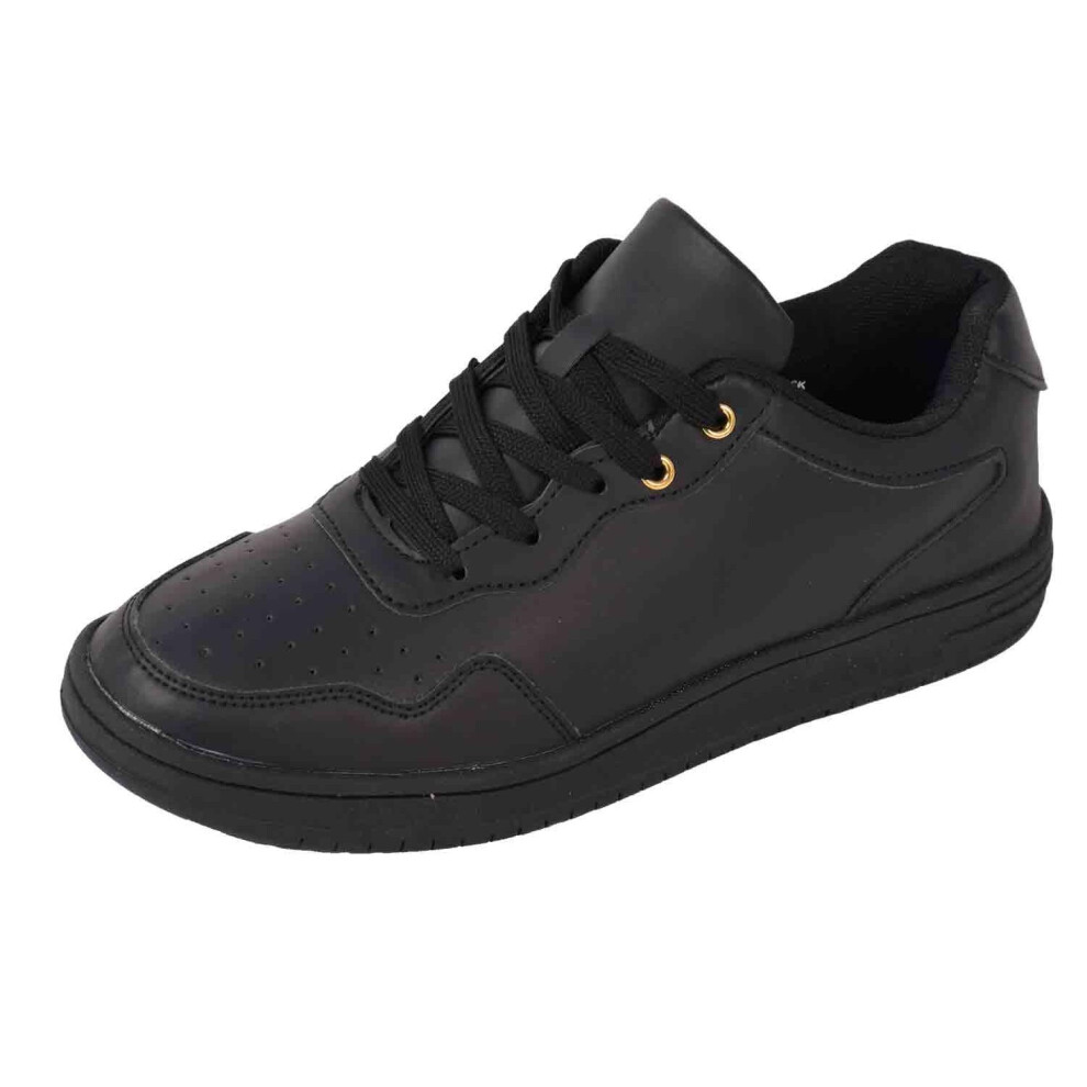 (Black, UK 8) Mens Lace Up Trainers Casual Gym Walking Comfort Shoe UK Size 6-12