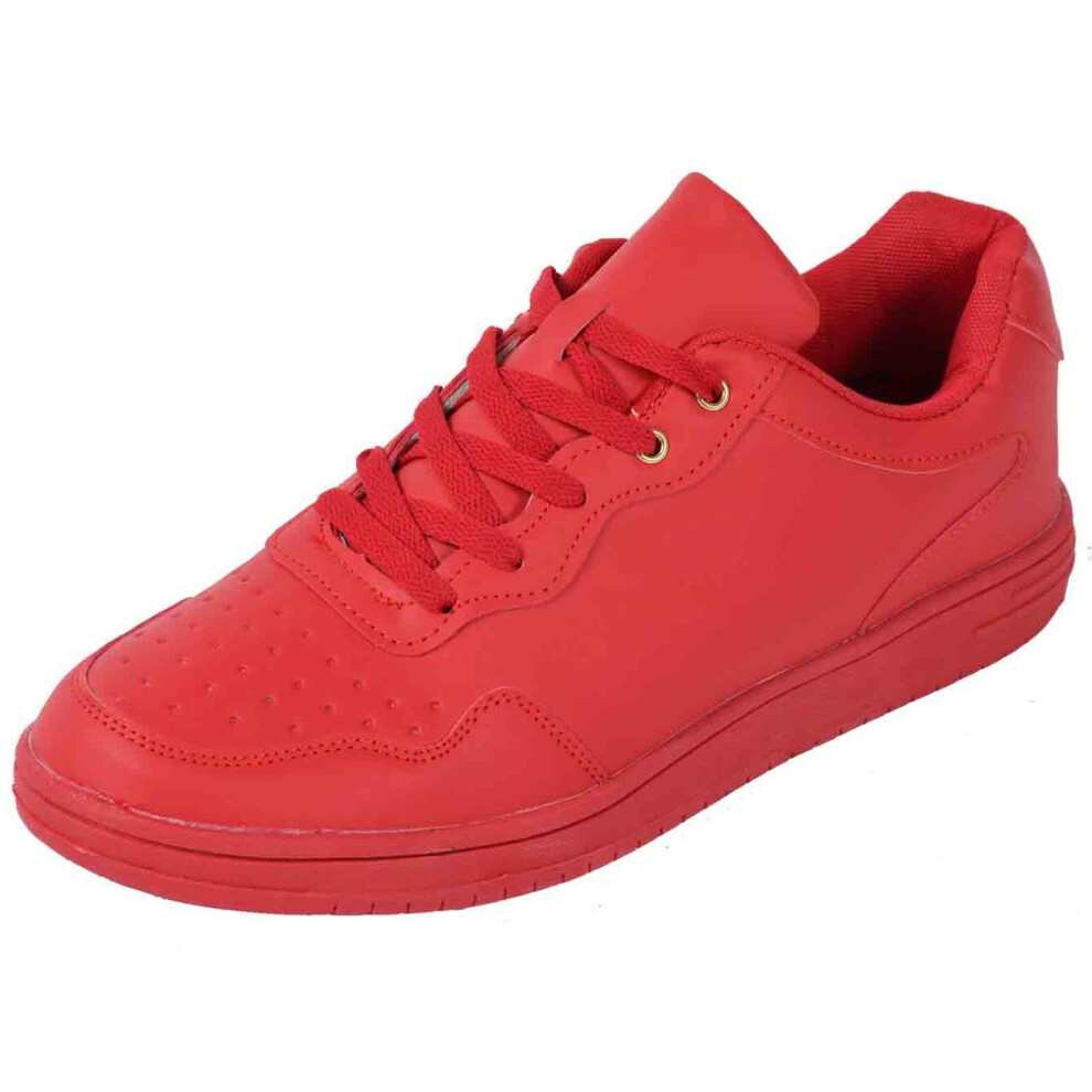 (Red, UK 9) Mens Lace Up Trainers Casual Gym Walking Comfort Shoe UK Size 6-12