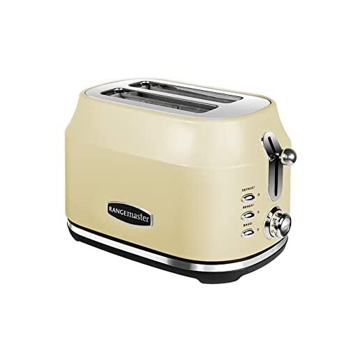 Rangemaster RMCL2S201CM Classic Cream 1kW 2 Slice Toaster with Defrost, Cancel & Reheat Functions, Removable Crumb Tray & 6 Power Levels with 2 Y