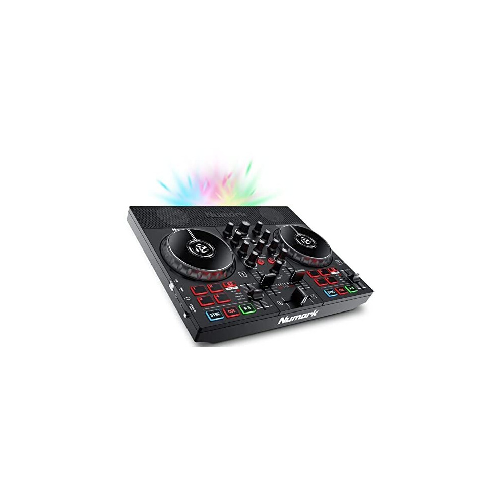 Numark Party Mix Live - DJ Controller with Built in Speakers, Party Lights and DJ Mixer, Complete DJ Set with Mixer and Audio Interface + Serato