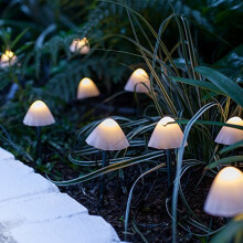 Lights4fun Set of 12 Solar Powered Mini Mushroom Toadstool Outdoor IP44 Waterproof Decorative Garden Pathway LED Stake Lights