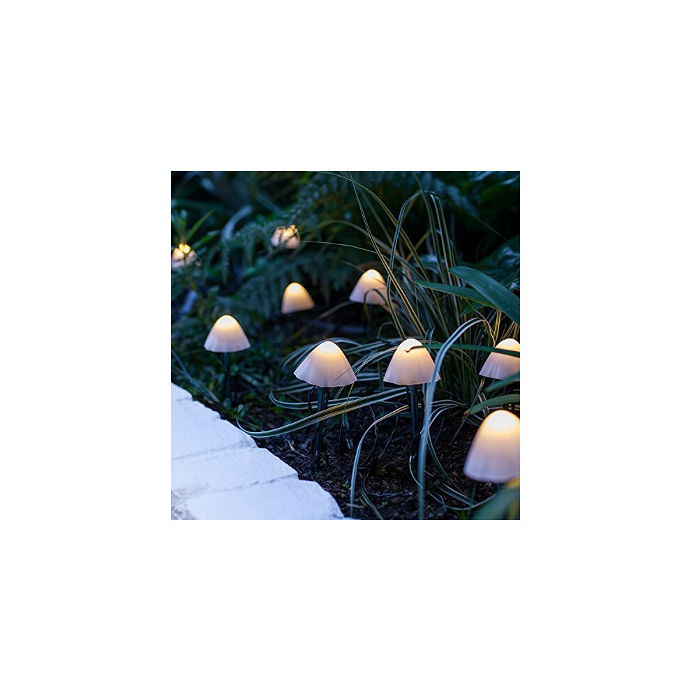 Lights4fun Set Of 12 Solar Powered Mini Mushroom Toadstool Outdoor Ip44 Waterproof Decorative Garden Pathway Led Stake Lights