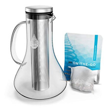 pH Replenish Glass Alkaline Water Pitcher - Long Lasting Water Filter Pitcher for Pure Drinking Water - Water Jug for High pH Filtered Water - 1.