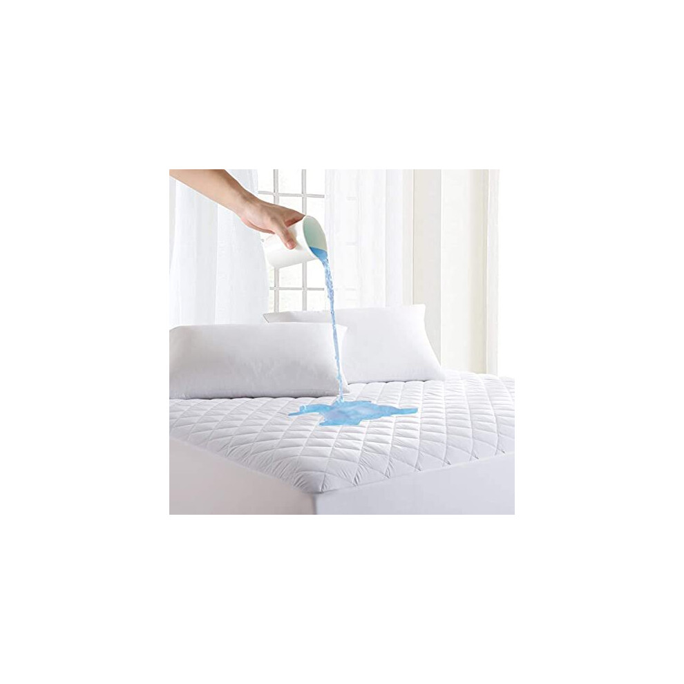 Quilted Waterproof Mattress Protector Double Extra Deep Mattress Topper Double Bed Pad Comfortable and Machine Washable Double Matress Fitted Bed