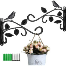 2 Par Heavy Duty Wall Hanging Basket Brackets, Hanging Brackets Hooks,Plant Hooks Metal Wall Bracket for Hanging Plants Lanterns Bird Feeders,Gar