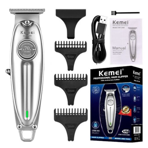 Kemei KM-1949 Ολομεταλλικό ασύρματο ηλεκτρικό ψαλίδι μαλλιών κουρέα κουρέα κουρέα