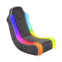 X-Rocker Chimera RGB Floor Gaming Chair with Neo Motion LED Lighting and 2.0 Audio Speakers, Multicolour Light Up Folding Rocking Seat - Black