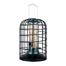 iBorn Squirrel Proof Bird Feeder with Squirrel, Pestoff Hanging Wild Bird Seed Feeder for Mix Seed Blends, Sunflower Heart, Birdbath, Heavy Duty