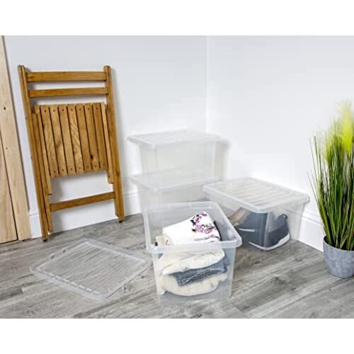 Wham 6 X 24 LITRE CLEAR PLASTIC STORAGE BOX AND CLIP LID 2