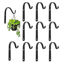 Set of 10 Hanging Basket Bracket Hooks Iron Wall Hanging Hooks Curved Up Plant Hook for Hanging Bird Feeders, Lanterns (2.8 * 1.6inches)